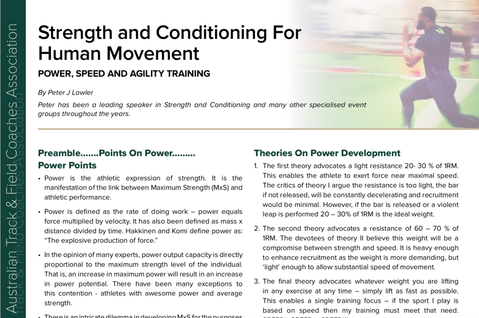 Power, Speed and Agility Training